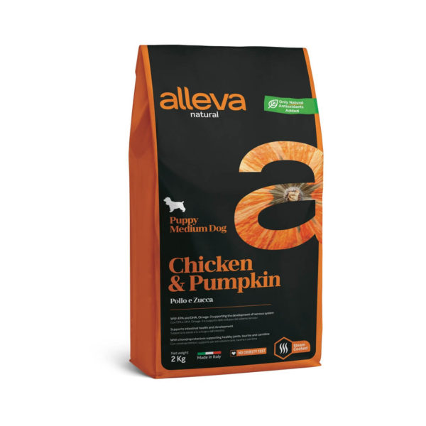 Alleva Natural Dog Puppy Κοτόπουλο & Κολοκύθα medium
