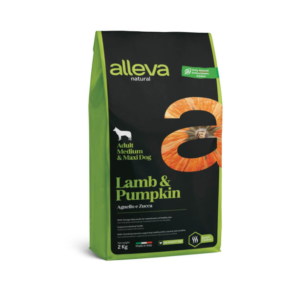 Alleva Natural Dog Adult Αρνί & Κολοκύθα medium/maxi