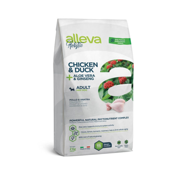 Alleva Holistic Dog Puppy Κοτόπουλο & Πάπια + Aloe vera & Ginseng mini