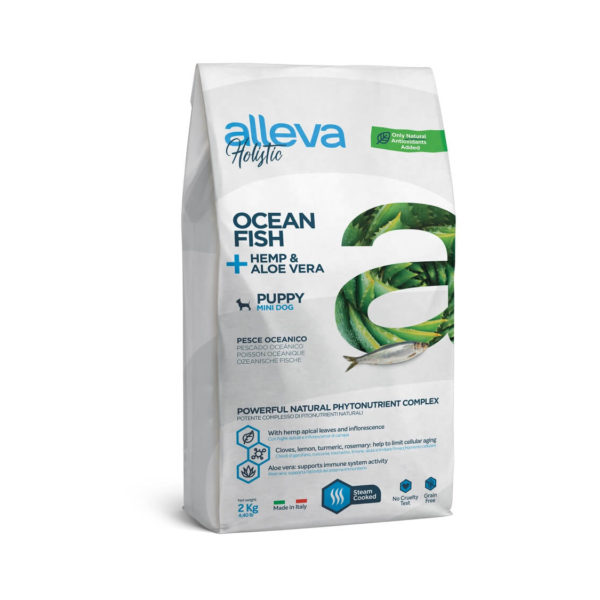 Alleva Holistic Dog Puppy Ψάρι Ωκεανού + Κάνναβη & Aloe vera mini